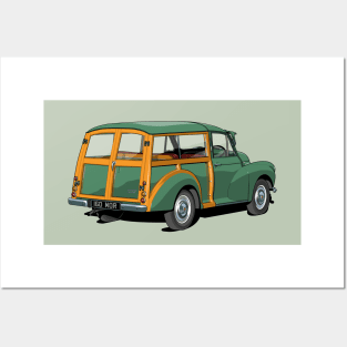 Morris Minor traveller in green Posters and Art